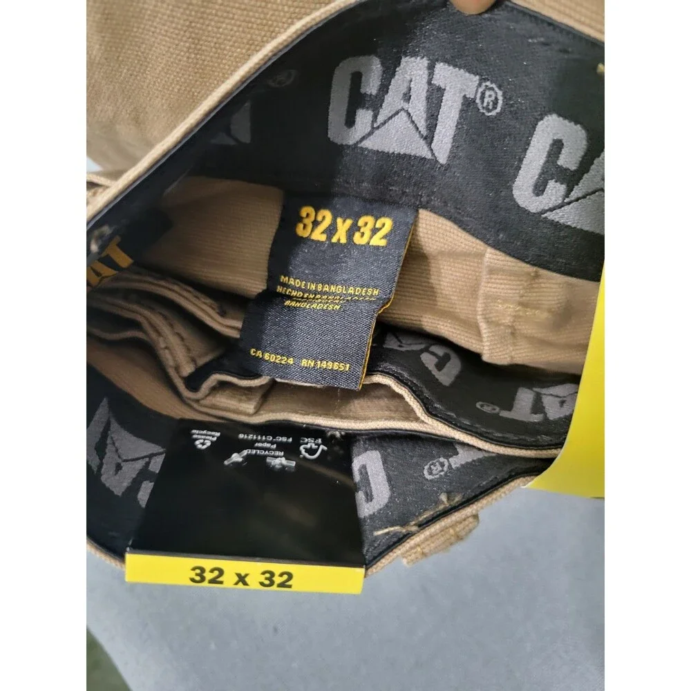 CAT Men's Flex Waistband Utility Pants BROWN/TAN Cargo 32x32 Stretch Cotton NEW